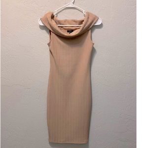 Privy off the shoulder ribbed dress, beige, size medium